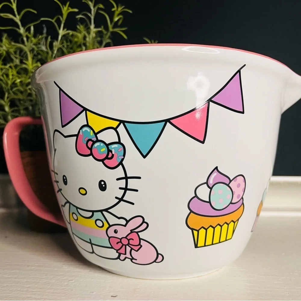 Hello Kitty Easter Pastel Mixing Bowl Bunny Jug Spout NWT